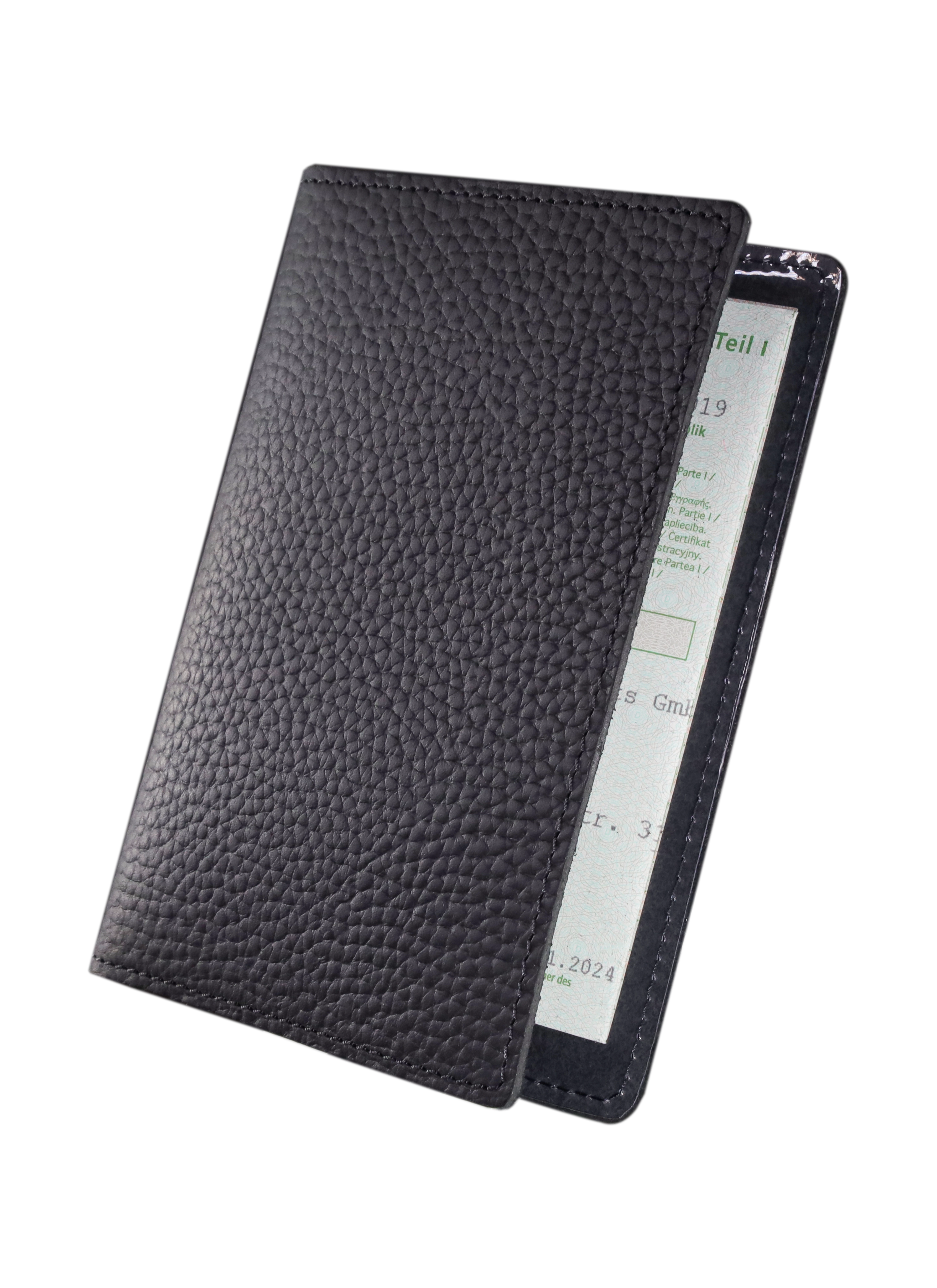 Genuine leather vehicle document holder "Pure Black".