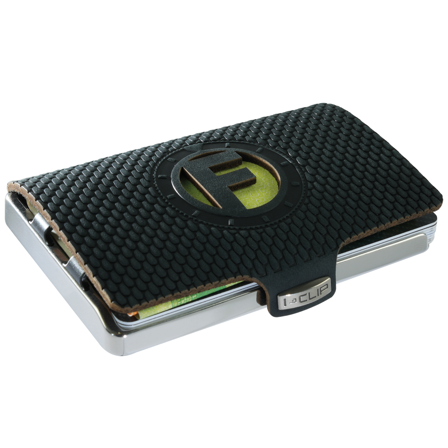 I-CLIP Steel Polished Initials F Black