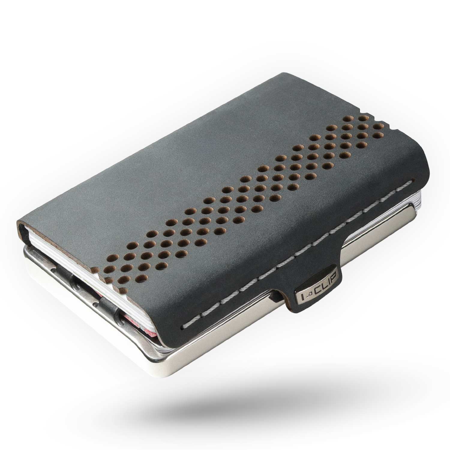 I-CLIP MAX Steel Lucidato Finish Line Pelle Liscia Nero