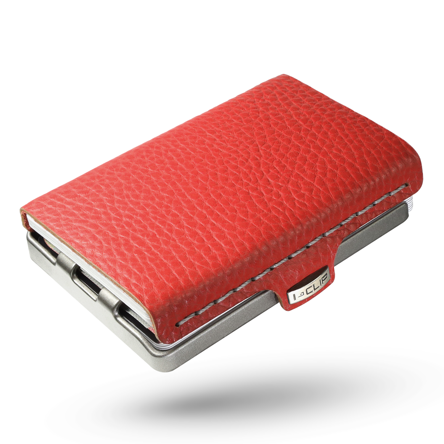 I-CLIP MAX Original Pure Silver Pelle Martellata Rosso