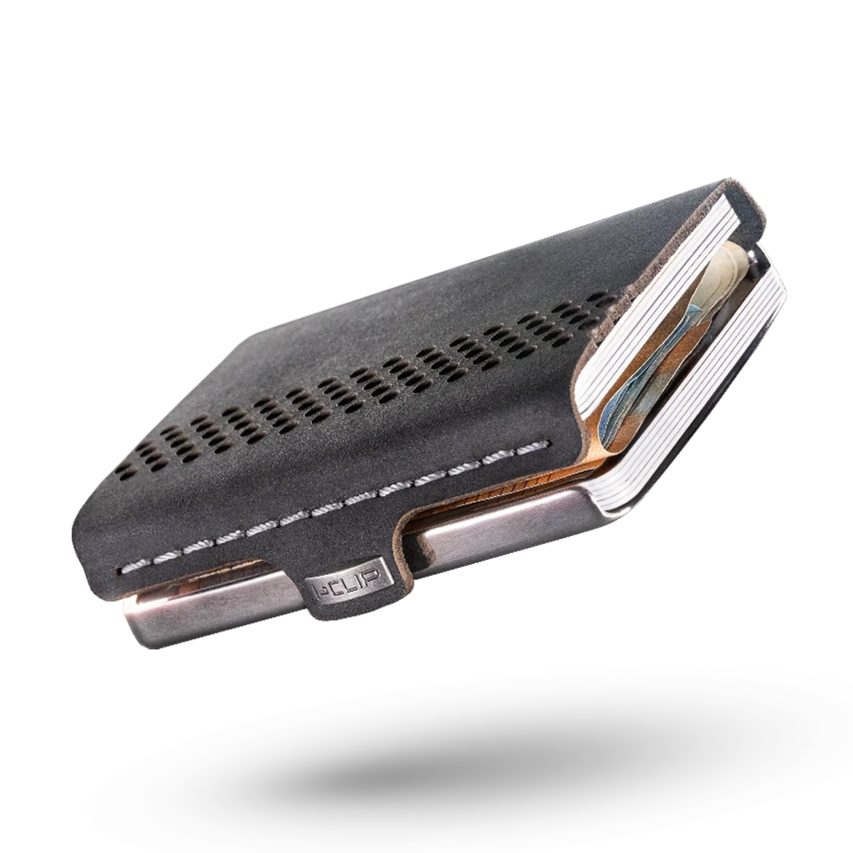 I-CLIP MAX Finish Line Steel Polished Glattleder Black