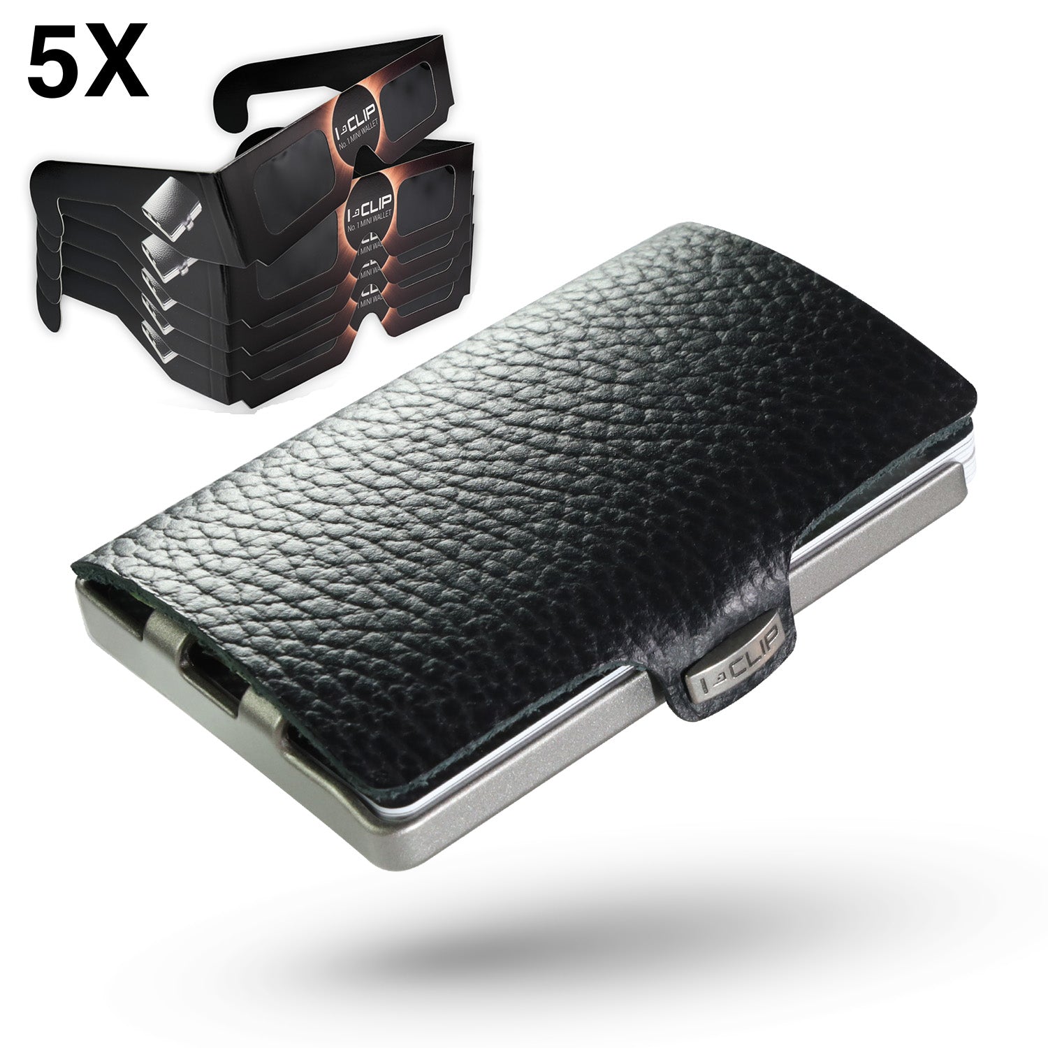 I-CLIP Original Silver Pure Black + 5 Sonnenfinsternis-Brillen - I-CLIP